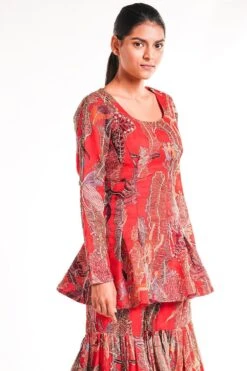 Aisha Rao Red Printed & Embellished Sharara Set -Deals Haute Togs Store 315104 3