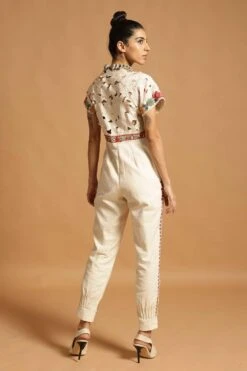Chandrima Ivory Cotton Jumpsuit With Cutwork Detail -Deals Haute Togs Store 319654 4