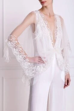 Dilnaz Ivory Draped Kaftan Jumsuit 6 Dilnaz Ivory Draped Kaftan Jumsuit -Deals Haute Togs Store 39dil16 2