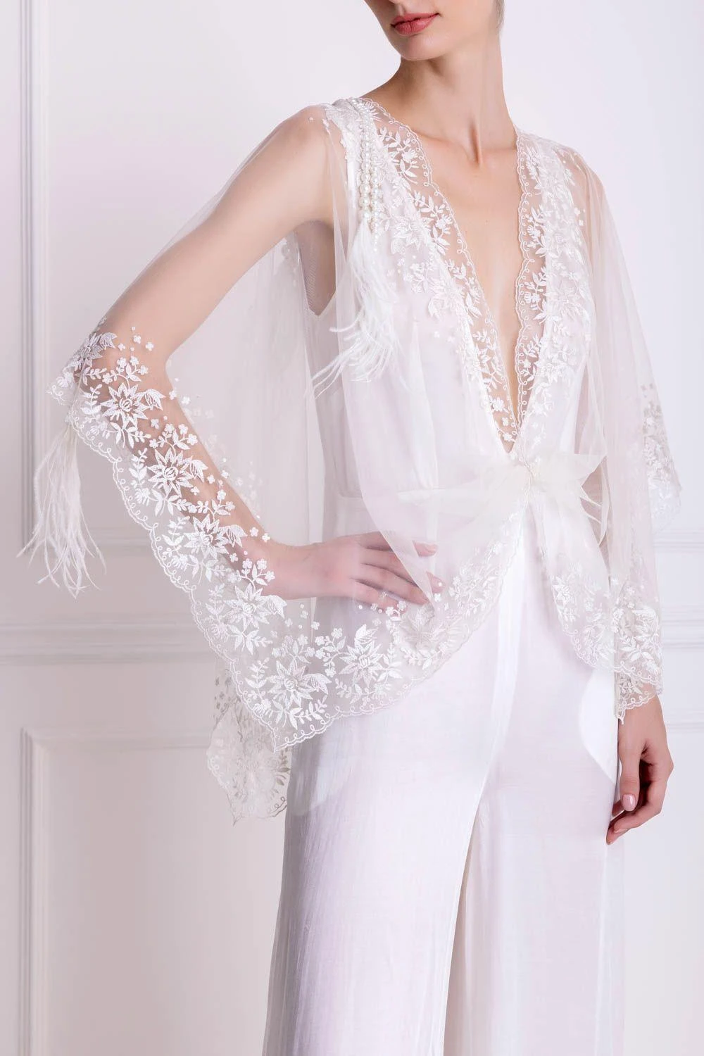 Dilnaz Ivory Draped Kaftan Jumsuit 4 Dilnaz Ivory Draped Kaftan Jumsuit - Image 2