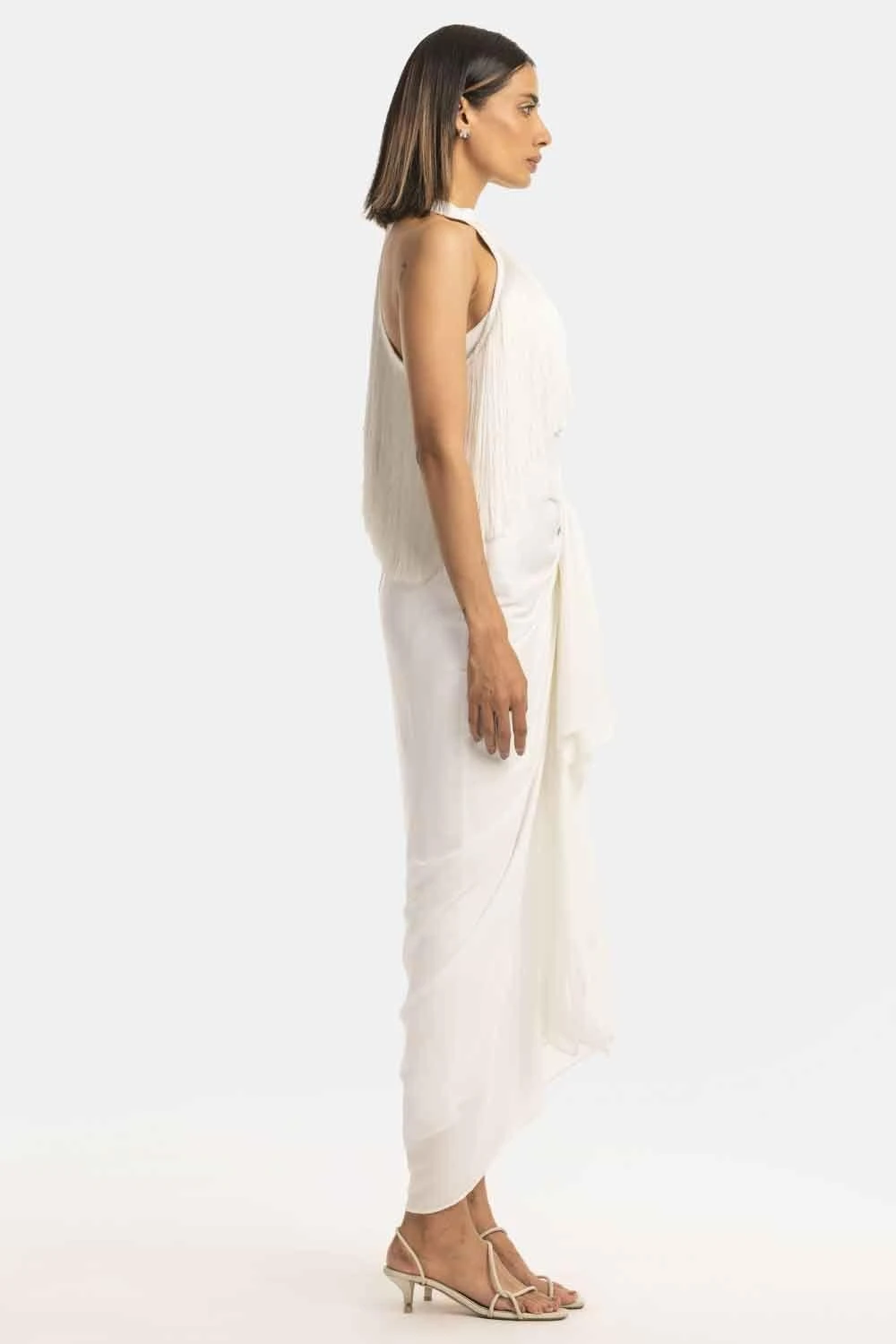431-88 By Shweta Kapur White Satin Draped Skirt 4 431-88 By Shweta Kapur White Satin Draped Skirt - Image 2