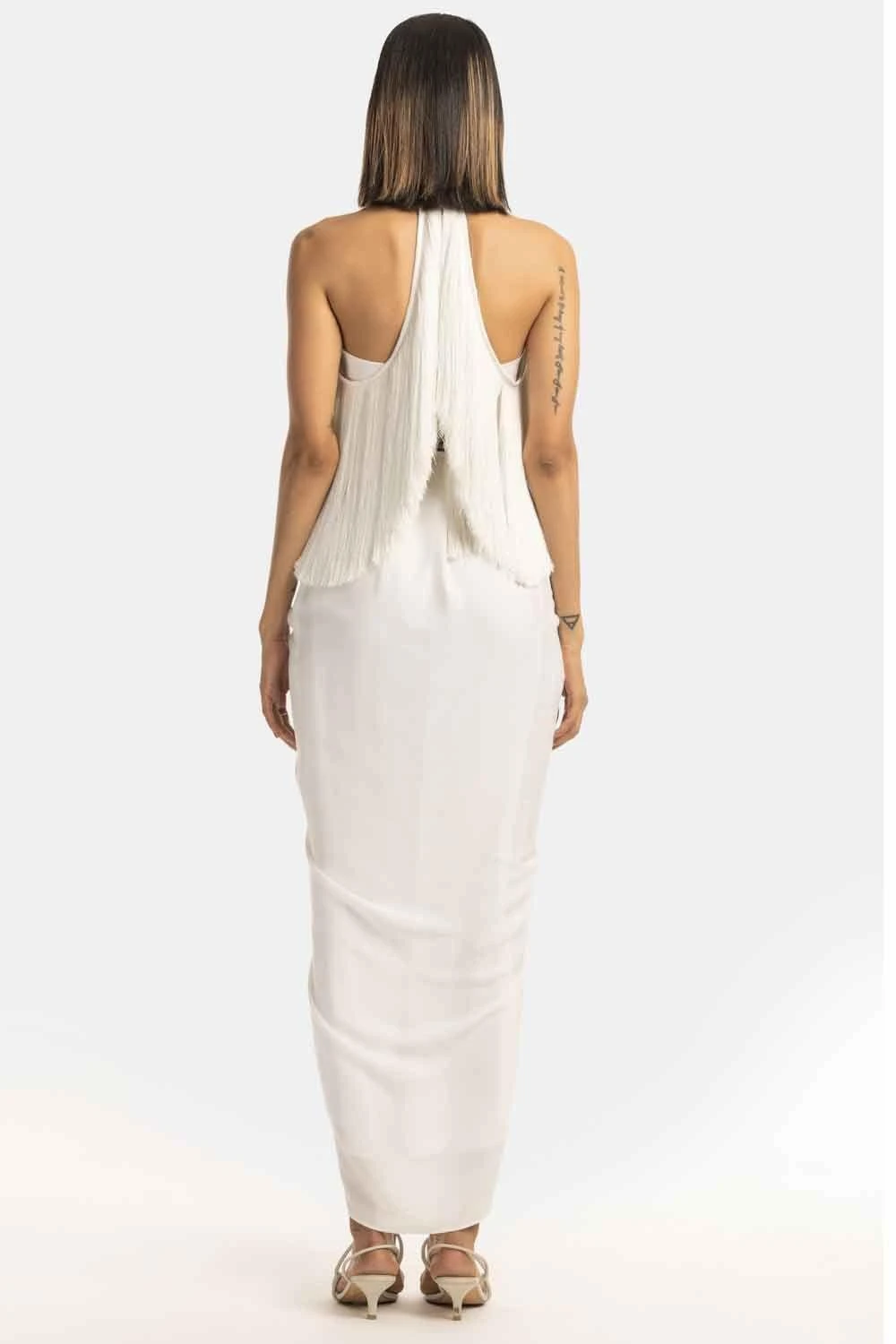 431-88 By Shweta Kapur White Satin Draped Skirt 5 431-88 By Shweta Kapur White Satin Draped Skirt - Image 3