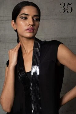 Amit Aggarwal Black & White Metallic Dress -Deals Haute Togs Store 410am13 6