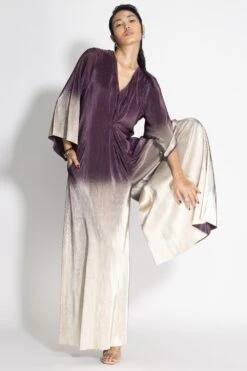 431-88 By Shweta Kapur Plum To Gold Midnight Jumpsuit -Deals Haute Togs Store 410coc3 3