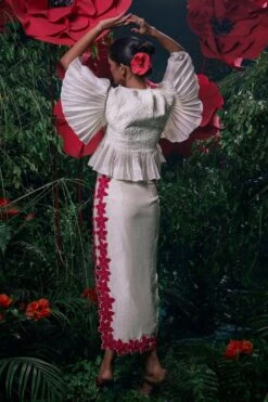 Chandrima Ivory Plumeria Skirt -Deals Haute Togs Store 41123cm65 4