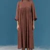 ILK Bronze Hand Embroidered Gathered Dress