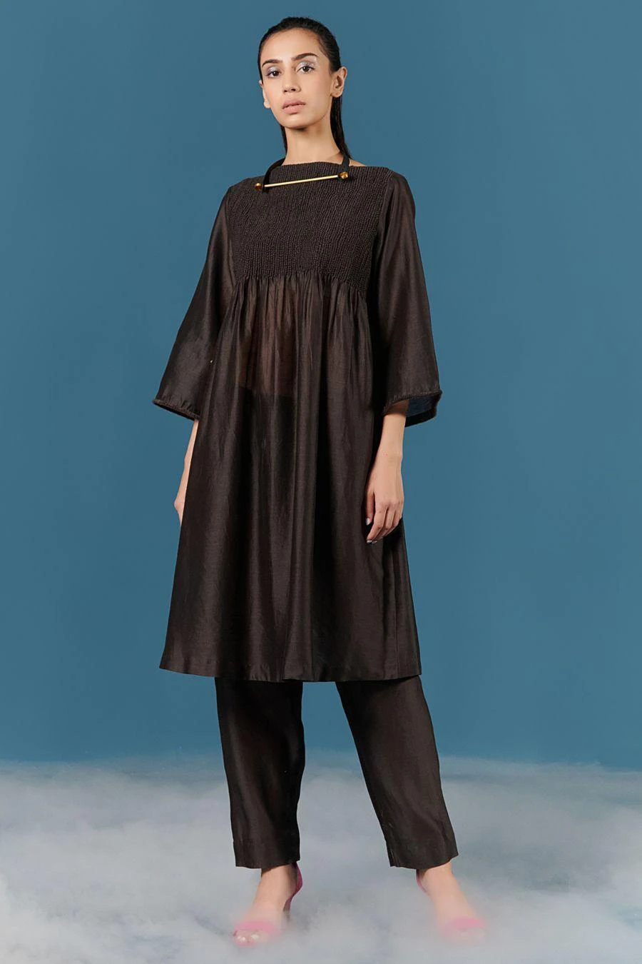 ILK Coffee Bean Chanderi Pants 3 ILK Coffee Bean Chanderi Pants