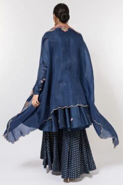 Petticoat Lane By Divya Navy Blue Embroidered Sharara Set With Cape -Deals Haute Togs Store 43pett1 5