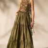 Nikita Mhaisalkar Olive Green Hand Done Maxi Dress -Deals Haute Togs Store 4423nm5 1