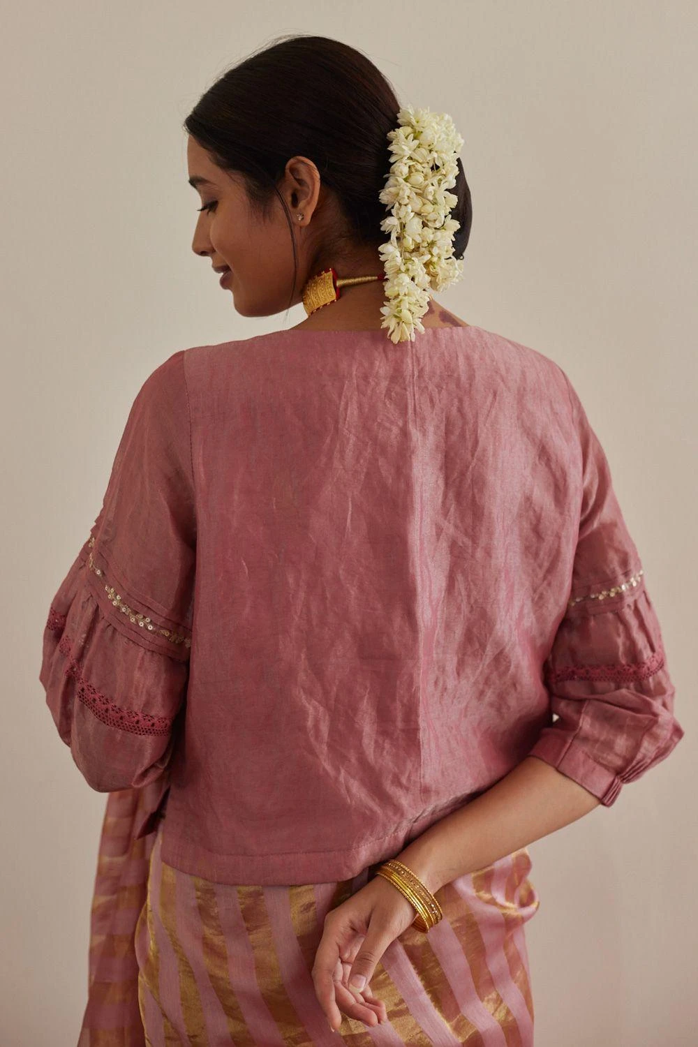 Shorshe Onion Pink Hand Embellished Blouse 5 Shorshe Onion Pink Hand Embellished Blouse - Image 3