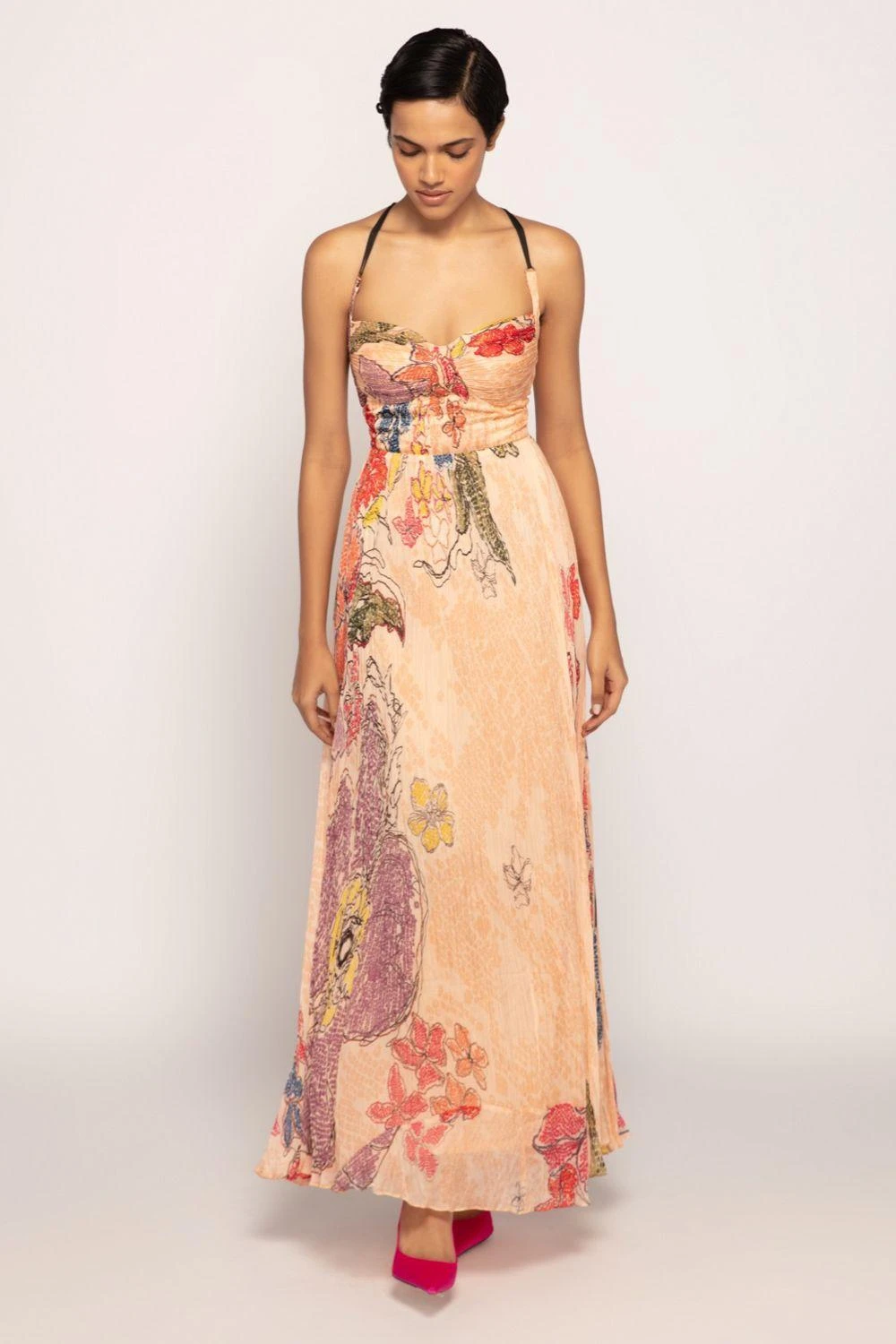 Saaksha & Kinni Peach Periwinkle Bandhani Printed Dress 4 Saaksha & Kinni Peach Periwinkle Bandhani Printed Dress - Image 2