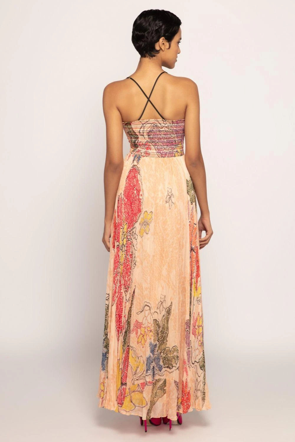 Saaksha & Kinni Peach Periwinkle Bandhani Printed Dress 5 Saaksha & Kinni Peach Periwinkle Bandhani Printed Dress - Image 3