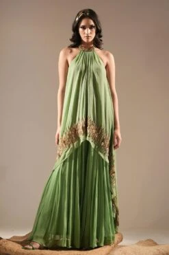 Nikita Mhaisalkar Jade Embellished High Low Top And Sharara Set