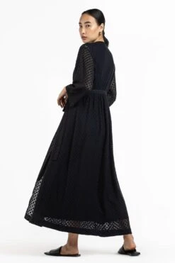 Three Black Lace Wrap Dress With Scarf -Deals Haute Togs Store 53thw17 3