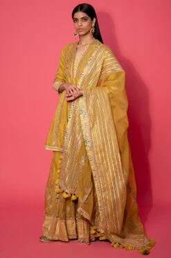 Simar Dugal Mustard Aari & Badla Embroidered Sharara Set