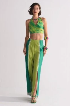 Ikai Green Applique Elasticated Straight Pants 8 Ikai Green Applique Elasticated Straight Pants -Deals Haute Togs Store 5823iai24 2