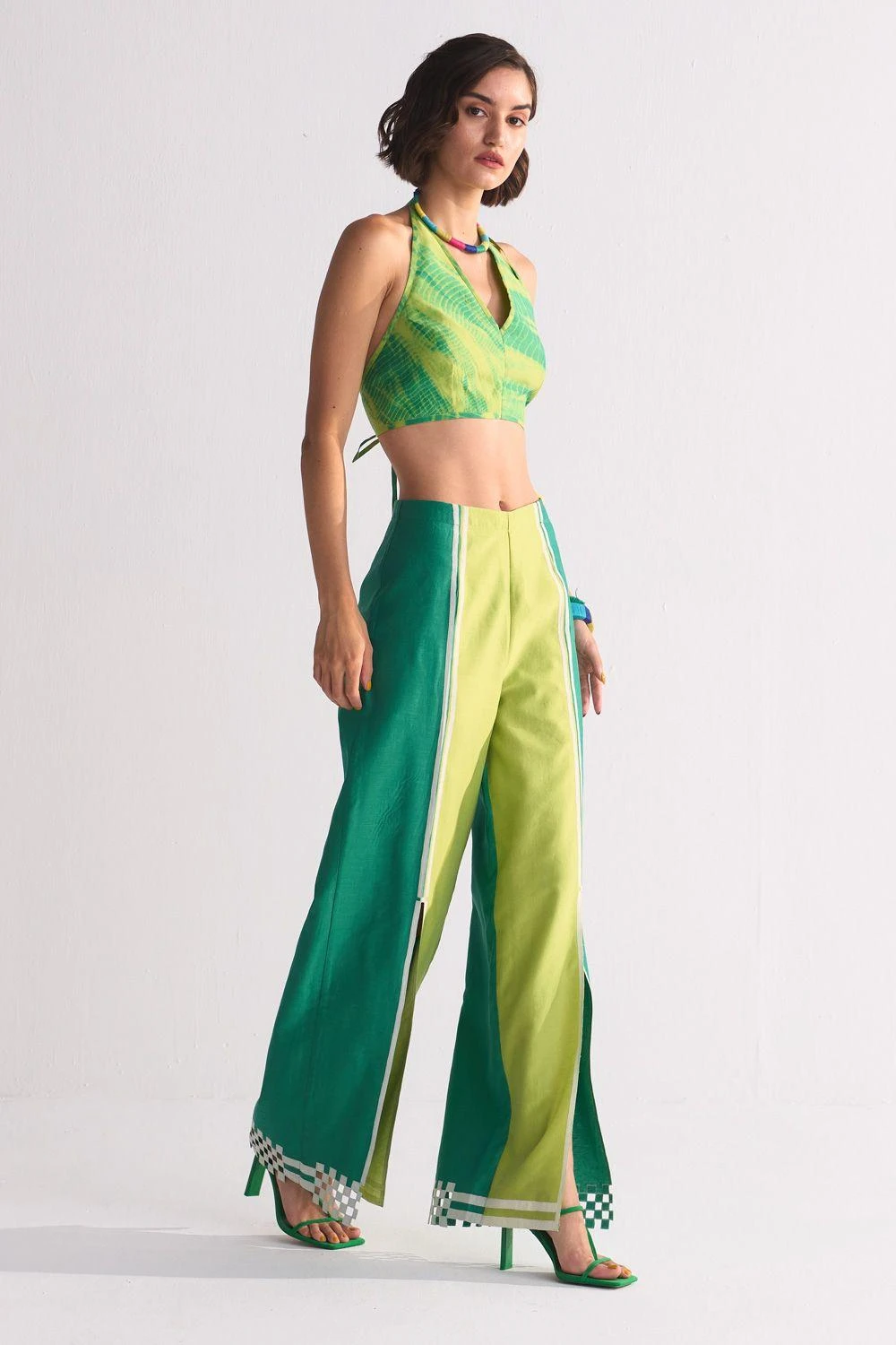 Ikai Green Applique Elasticated Straight Pants 5 Ikai Green Applique Elasticated Straight Pants - Image 3