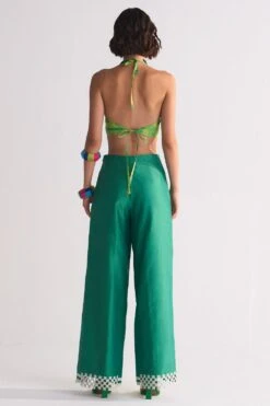 Ikai Green Applique Elasticated Straight Pants 11 Ikai Green Applique Elasticated Straight Pants -Deals Haute Togs Store 5823iai24 5