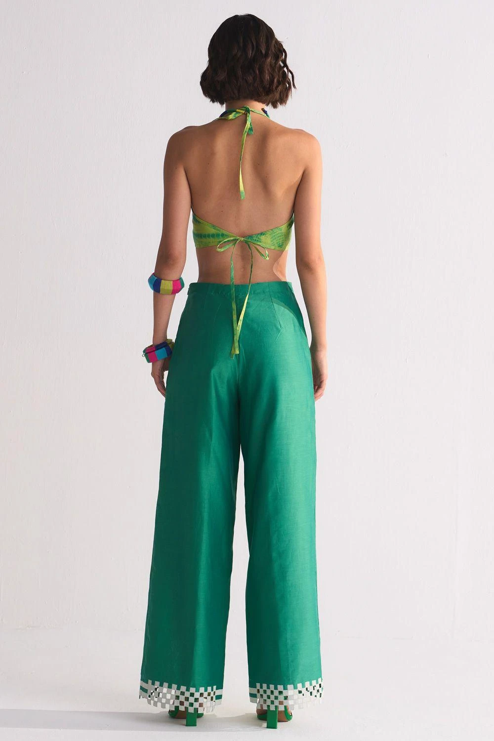 Ikai Green Applique Elasticated Straight Pants 7 Ikai Green Applique Elasticated Straight Pants - Image 5