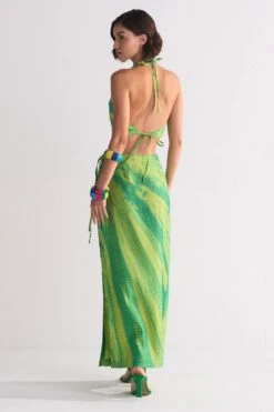 Ikai Lime Green Diagonal-dyed Wrap Skirt -Deals Haute Togs Store 5823iai5 4