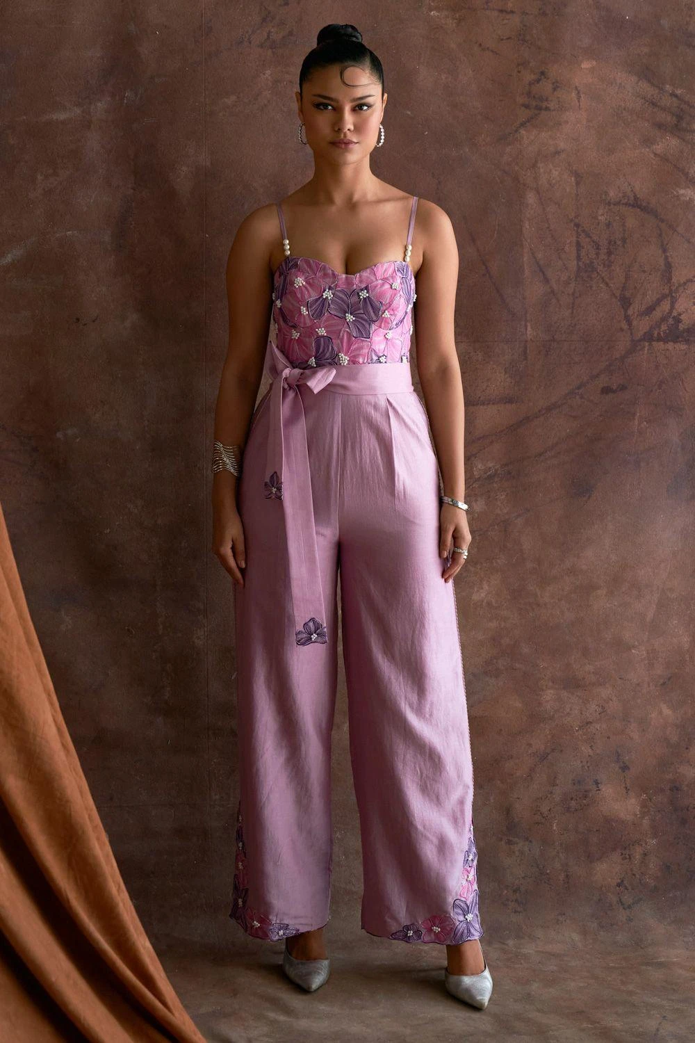 Sakshi Khetterpal Blooming Cerulean Chanderi Corset Jumpsuit 3 Sakshi Khetterpal Blooming Cerulean Chanderi Corset Jumpsuit