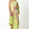 Kiran Uttam Ghosh Lime Sepia Printed One Shoulder Dress 1 Kiran Uttam Ghosh Lime Sepia Printed One Shoulder Dress -Deals Haute Togs Store 64kug7 1
