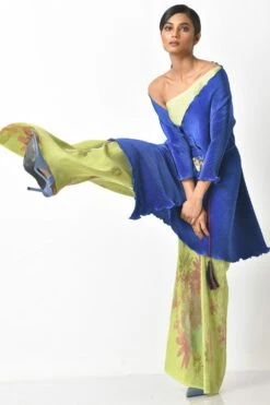 Kiran Uttam Ghosh Lime Sepia Printed Pleated Pant -Deals Haute Togs Store 64kug9 4