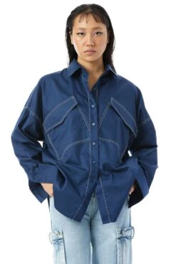 Kanika Goyal Label Crescent Blue Colour Blocked Oversized Shirt 8 Kanika Goyal Label Crescent Blue Colour Blocked Oversized Shirt -Deals Haute Togs Store 6723kglr14 3