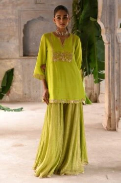 Deep Thee Lime Green Hand Embroidered Short Kurta Set 9 Deep Thee Lime Green Hand Embroidered Short Kurta Set -Deals Haute Togs Store 71023dt17 3