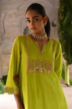 Deep Thee Lime Green Hand Embroidered Short Kurta Set 10 Deep Thee Lime Green Hand Embroidered Short Kurta Set -Deals Haute Togs Store 71023dt17 4