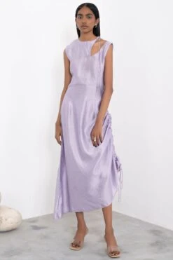 Corpora Studio Lilac Silk Dress With Cut Out Detail
