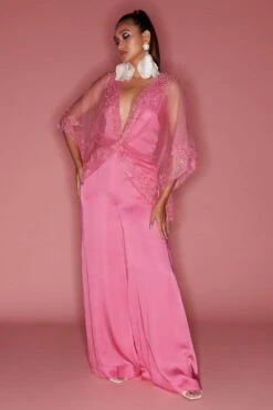 Dilnaz Dopamine Pink Thread Embellished Kaftan & Jumpsuit -Deals Haute Togs Store 7723diz55 2
