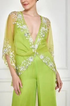 Dilnaz Citrus Green Mirror Embellished Kaftan & Jumpsuit -Deals Haute Togs Store 7723diz67 2