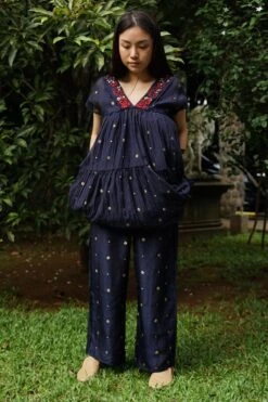 Baju Mighnight Blue Baja Print Pants