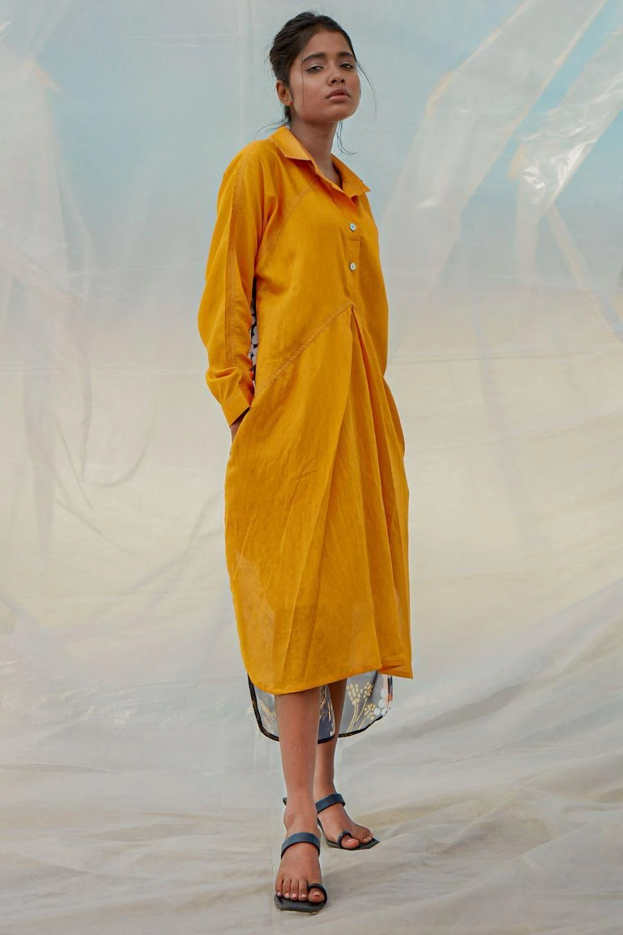 Bennch Yellow Window Leaf Printed Dress 3 Bennch Yellow Window Leaf Printed Dress