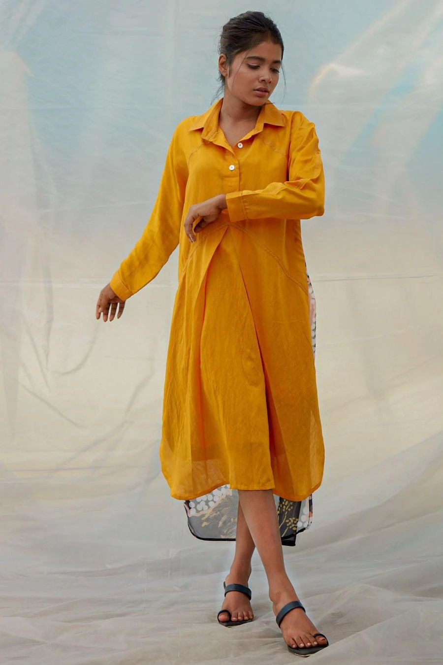 Bennch Yellow Window Leaf Printed Dress 4 Bennch Yellow Window Leaf Printed Dress - Image 2