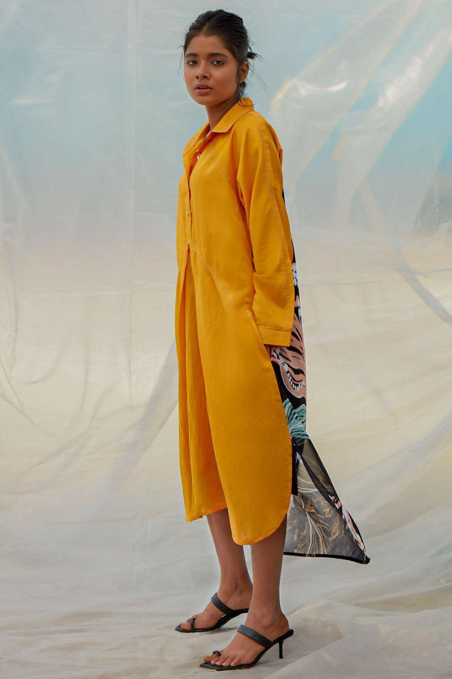 Bennch Yellow Window Leaf Printed Dress 5 Bennch Yellow Window Leaf Printed Dress - Image 3