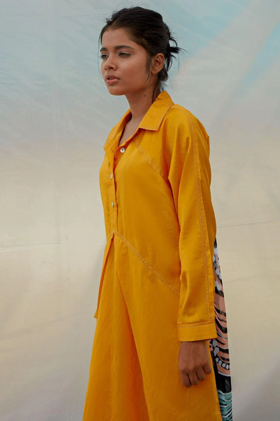 Bennch Yellow Window Leaf Printed Dress 7 Bennch Yellow Window Leaf Printed Dress - Image 5