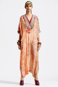 Aseem Kapoor Peach Textured Kaftan Jumpsuit