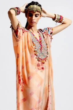 Aseem Kapoor Peach Textured Kaftan Jumpsuit -Deals Haute Togs Store 83ak4 3