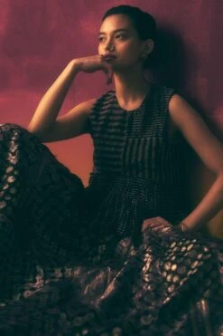 Urvashi Kaur Wine Micro Pleated Peplum Top -Deals Haute Togs Store 8823uk4 2