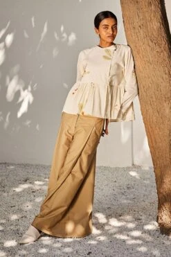 Khara Kapas Ecru Overlap Top