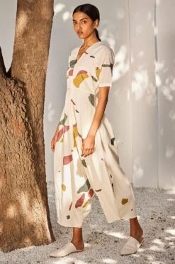 Khara Kapas Ecru Terracotta Print Jumpsuit 7 Khara Kapas Ecru Terracotta Print Jumpsuit -Deals Haute Togs Store 91023kk29 2