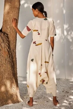 Khara Kapas Ecru Terracotta Print Jumpsuit 9 Khara Kapas Ecru Terracotta Print Jumpsuit -Deals Haute Togs Store 91023kk29 4