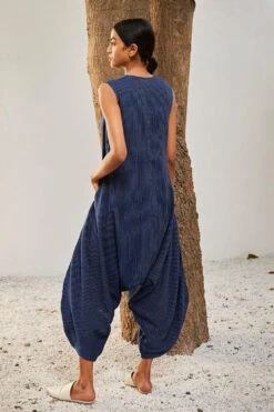 Khara Kapas Navy Blue Striped Jumpsuit -Deals Haute Togs Store 91023kk48 5