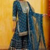 Gopi Vaid Teal Printed Gota Sharara Set -Deals Haute Togs Store 911gv11 1