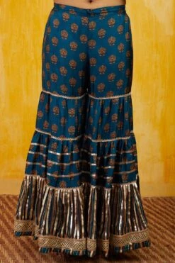 Gopi Vaid Teal Printed Gota Sharara Set -Deals Haute Togs Store 911gv11 3