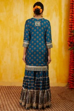 Gopi Vaid Teal Printed Gota Sharara Set -Deals Haute Togs Store 911gv11 4