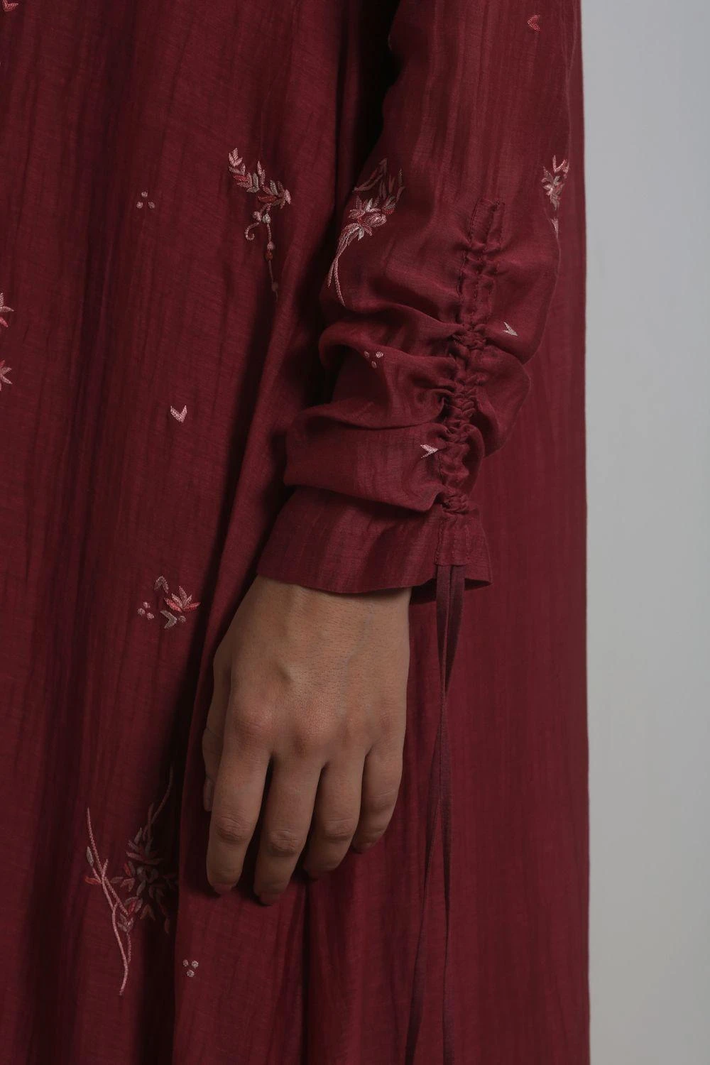 Merlot Embroidered Chanderi Dress With Slip 6 Merlot Embroidered Chanderi Dress With Slip - Image 4