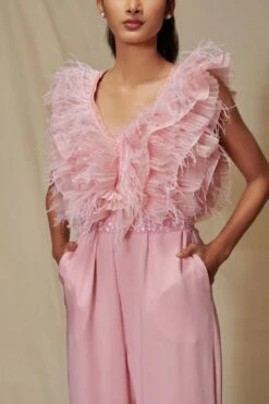Shriya Som Feather Pre-pleated Jumpsuit With Belt -Deals Haute Togs Store 912ss24 3